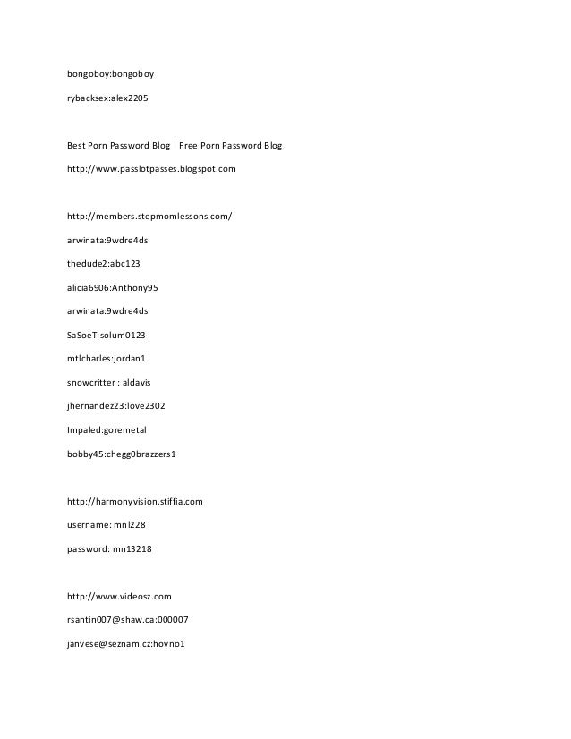 passwords and usernames for porn Passwords and usernames for porn
